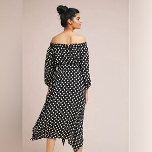 Anthropologie Black and White Polka Dot Midi Dress